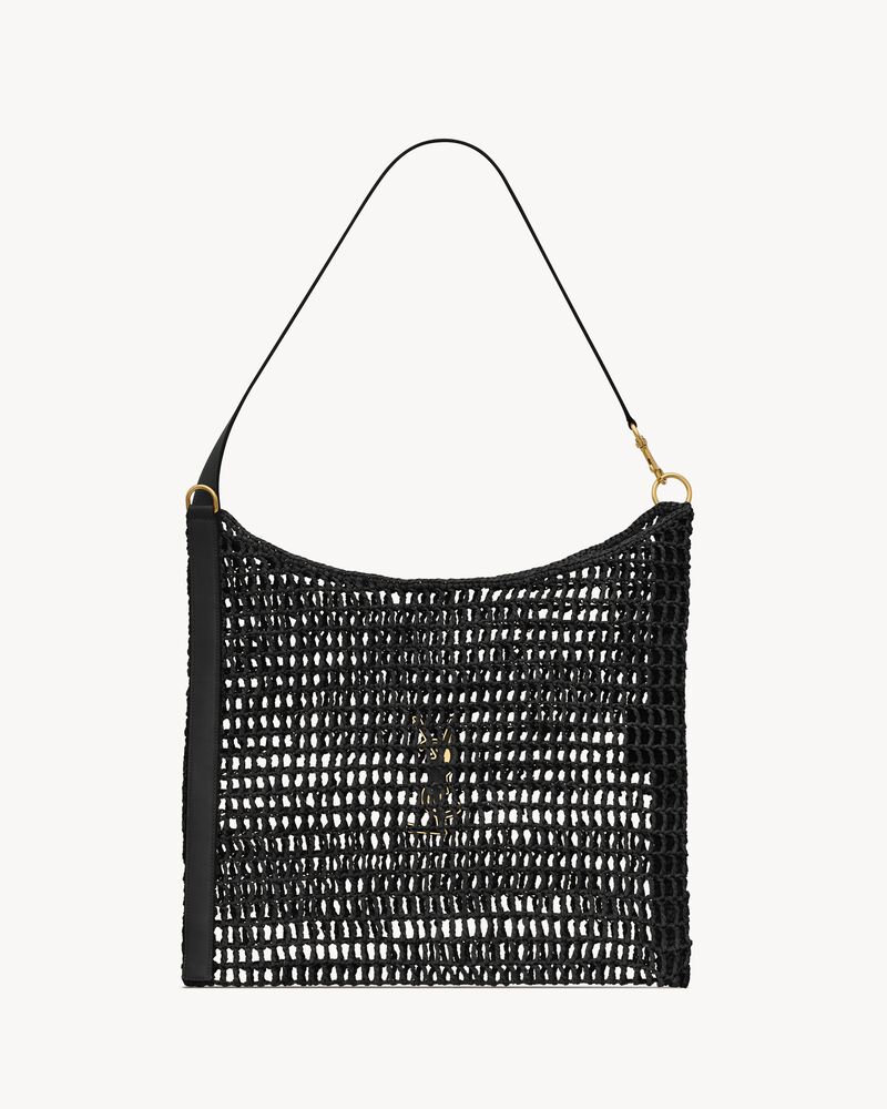 Oxalis bag in raffia macramé in Black | Saint Laurent | YSL EE